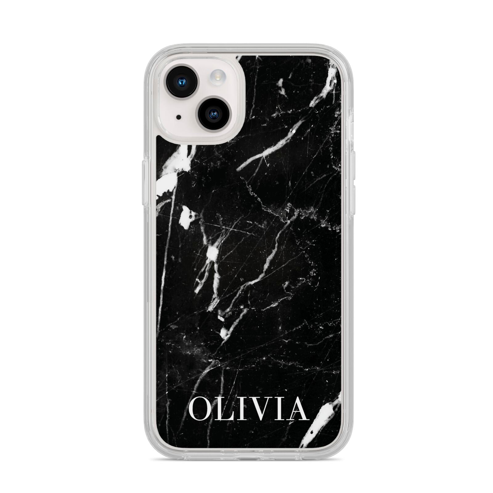 Marble Name Personalised iPhone 14 Plus Clear Tough Case Starlight