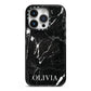 Marble Name Personalised iPhone 14 Pro Black Impact Case on Silver phone