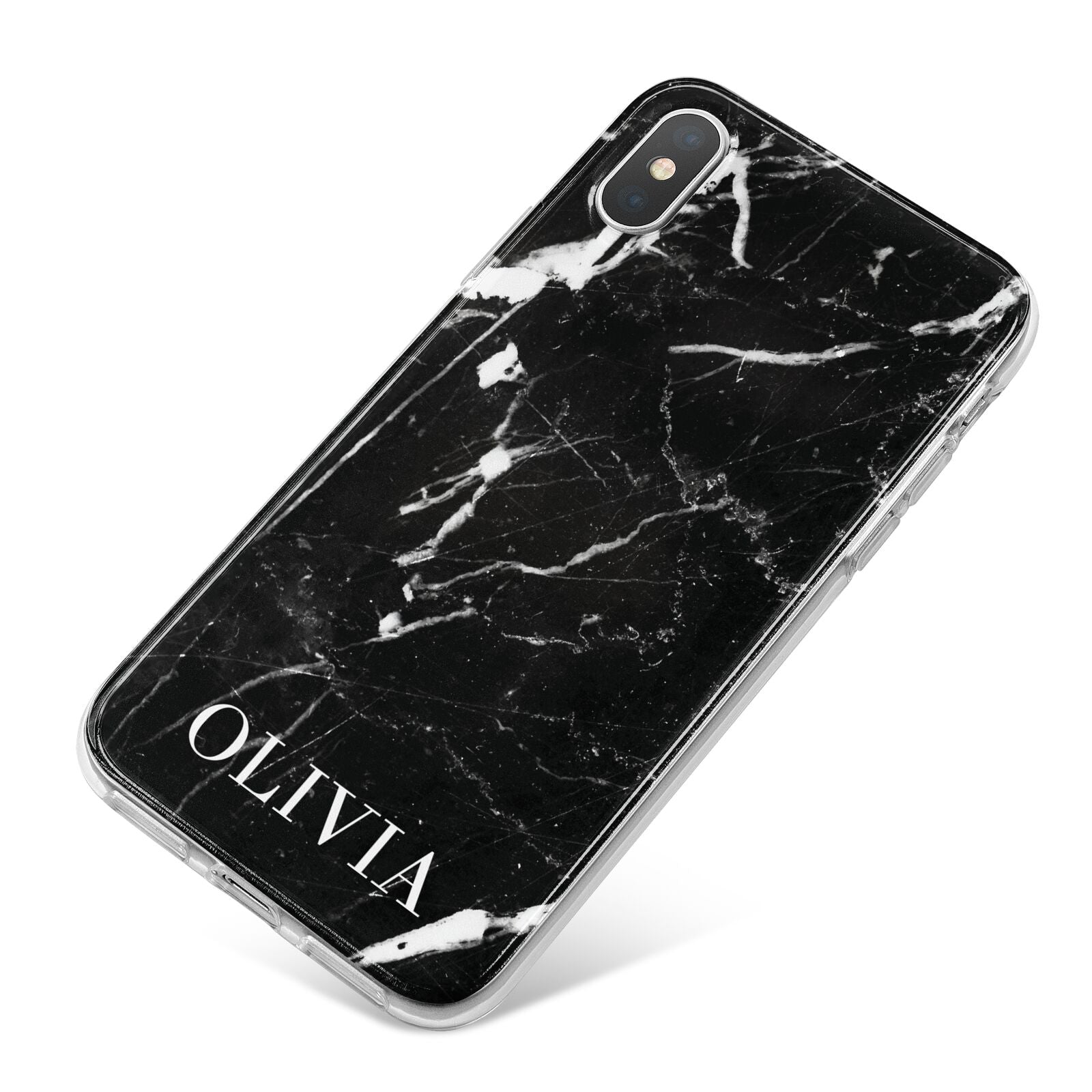 Marble Name Personalised iPhone X Bumper Case on Silver iPhone