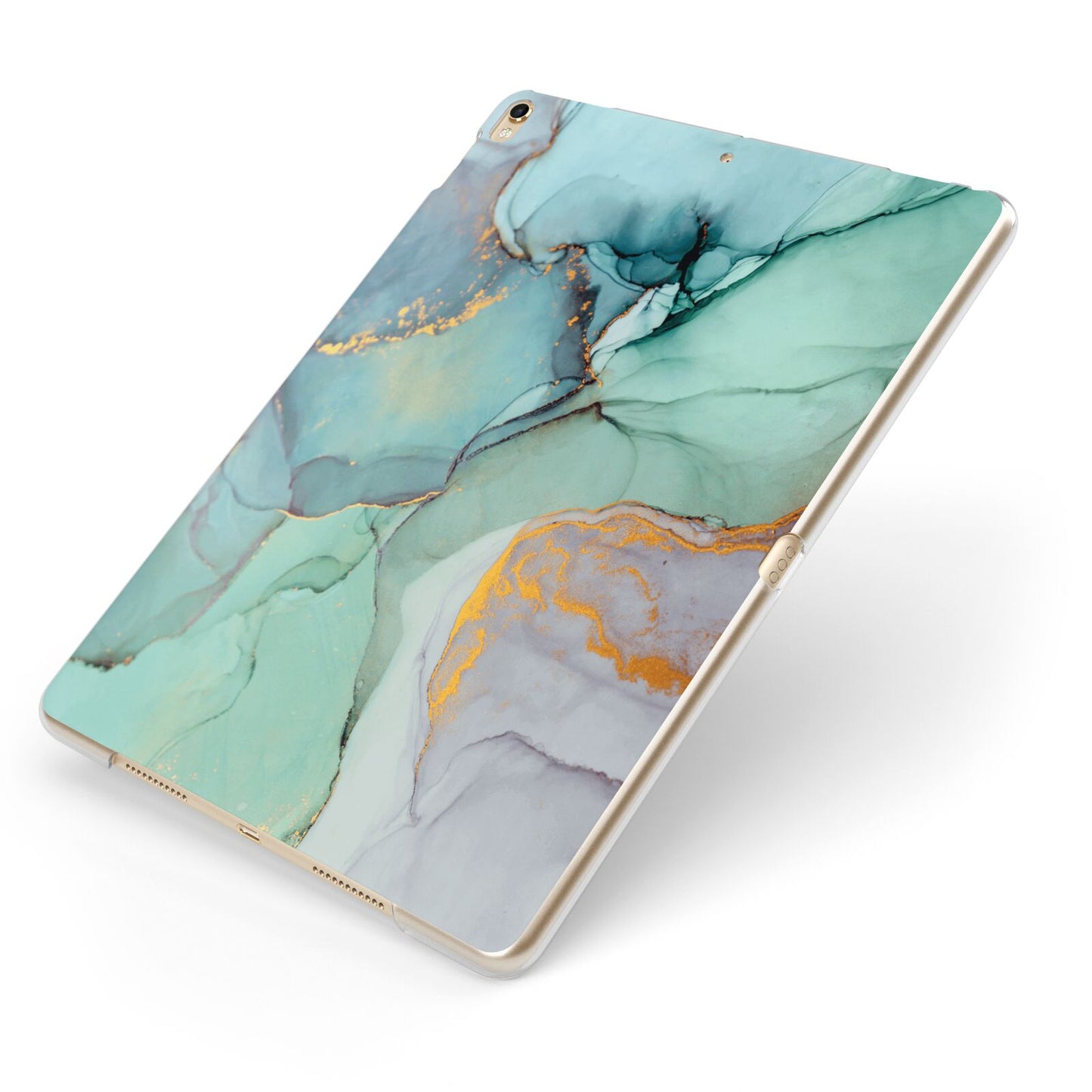Marble Pattern Apple iPad Case on Gold iPad Side View