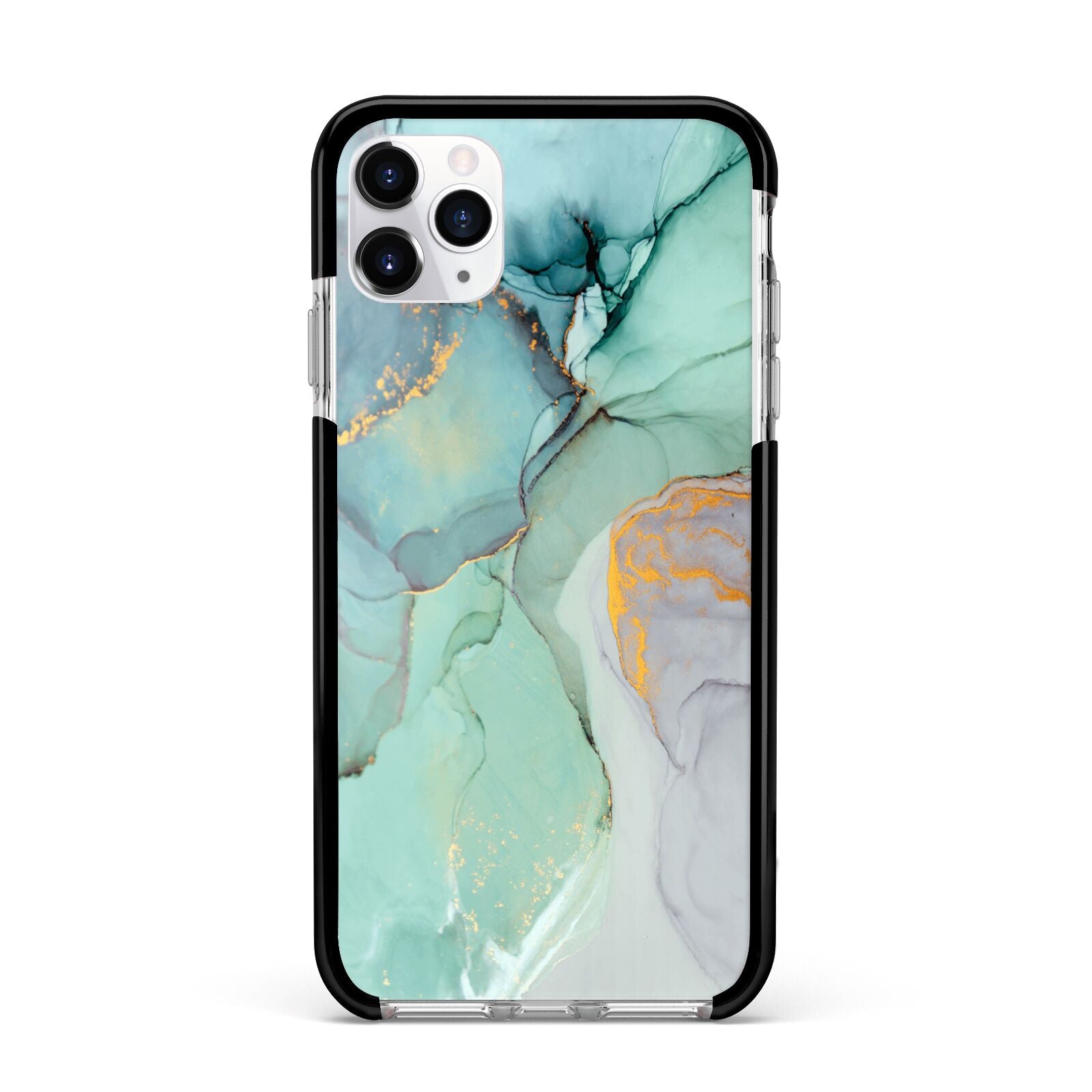 Marble Pattern Apple iPhone 11 Pro Max in Silver with Black Impact Case
