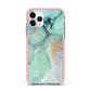 Marble Pattern Apple iPhone 11 Pro in Silver with Pink Impact Case