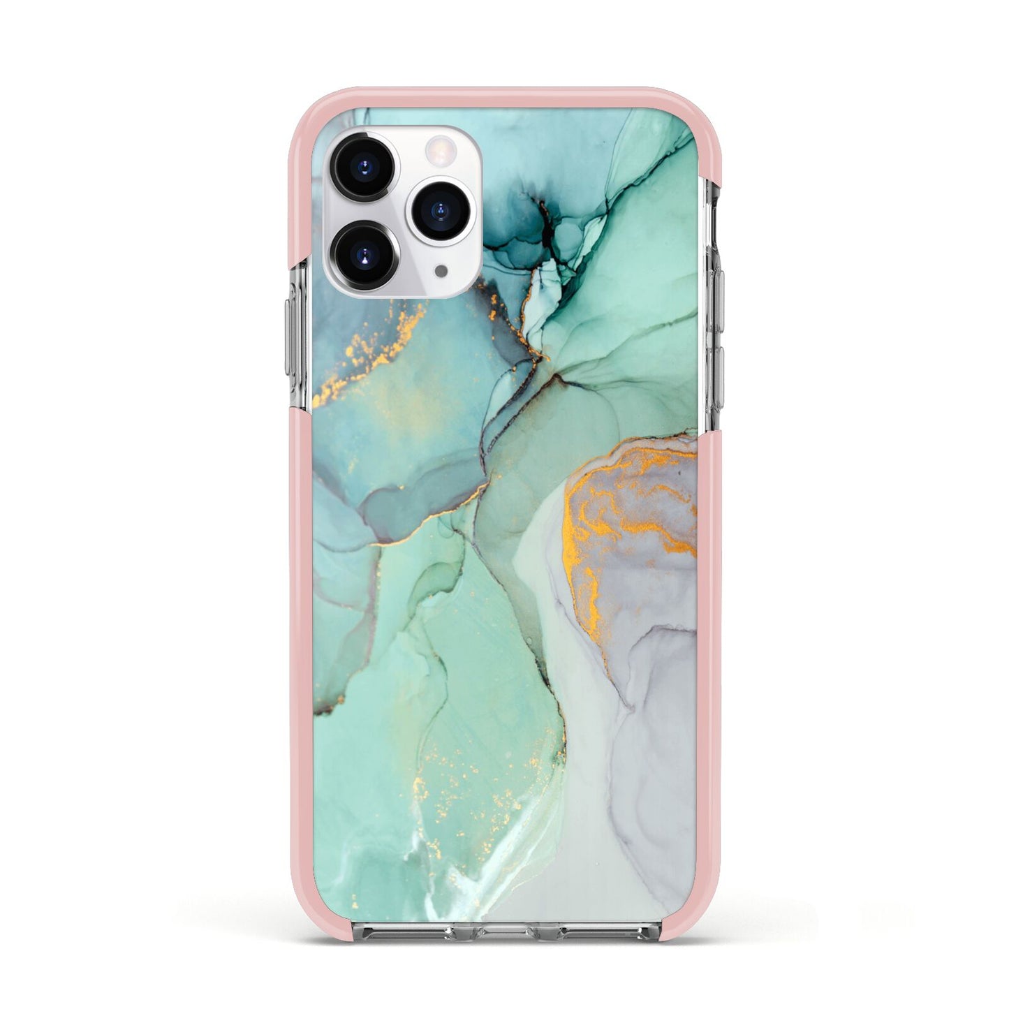 Marble Pattern Apple iPhone 11 Pro in Silver with Pink Impact Case