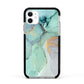 Marble Pattern Apple iPhone 11 in White with Black Impact Case