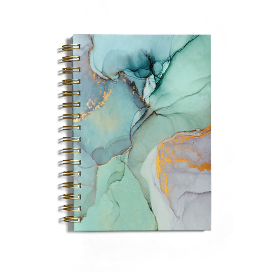 Marble Pattern Notebook with Gold Coil