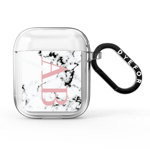 Marble Pattern Pink Initials Personalised AirPods Case