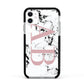 Marble Pattern Pink Initials Personalised Apple iPhone 11 in White with Black Impact Case