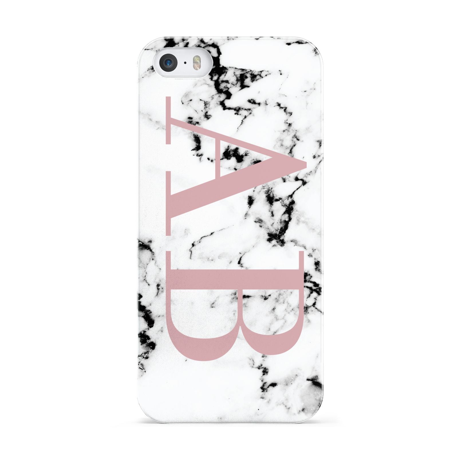 Marble Pattern Pink Initials Personalised Apple iPhone 5 Case
