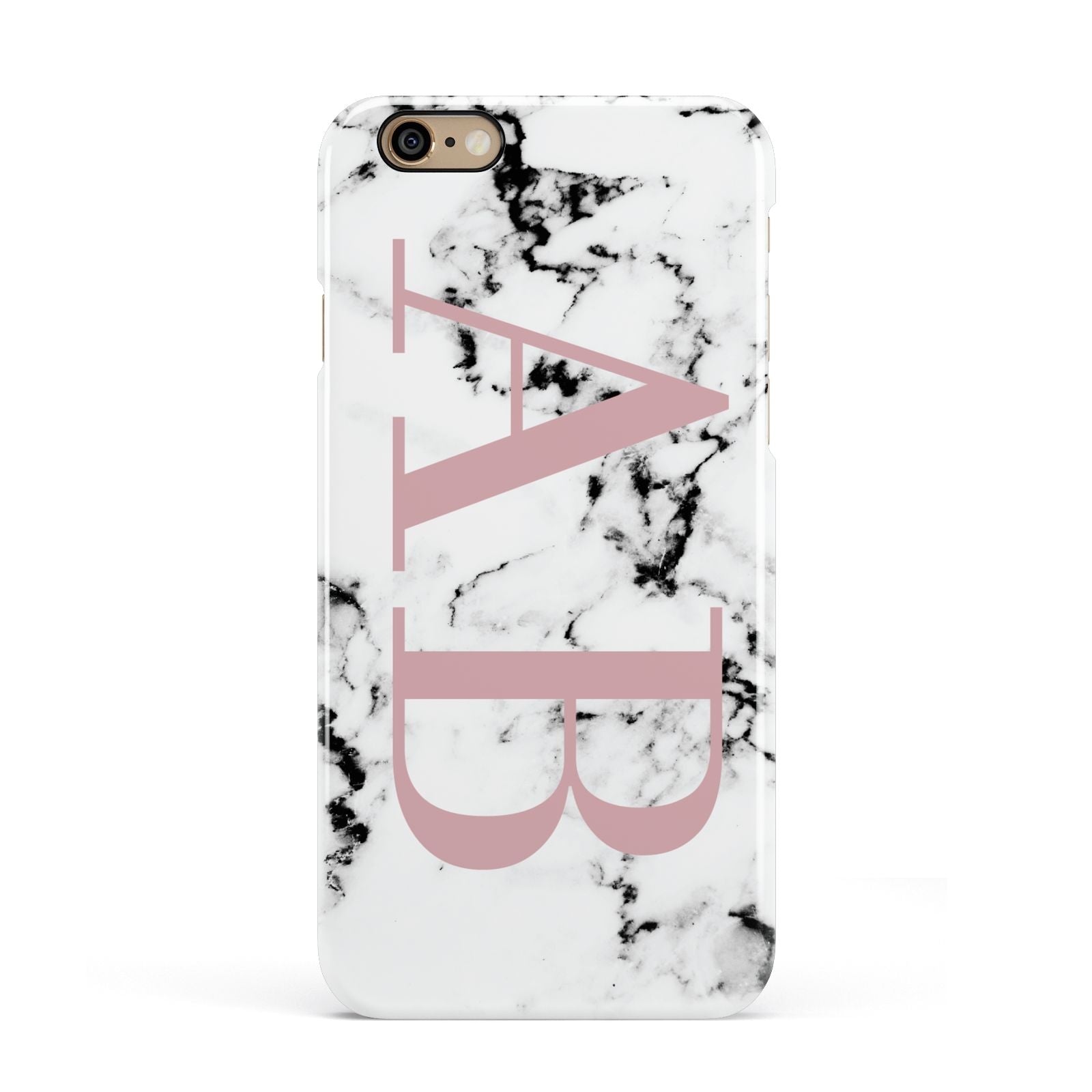 Marble Pattern Pink Initials Personalised Apple iPhone 6 3D Snap Case
