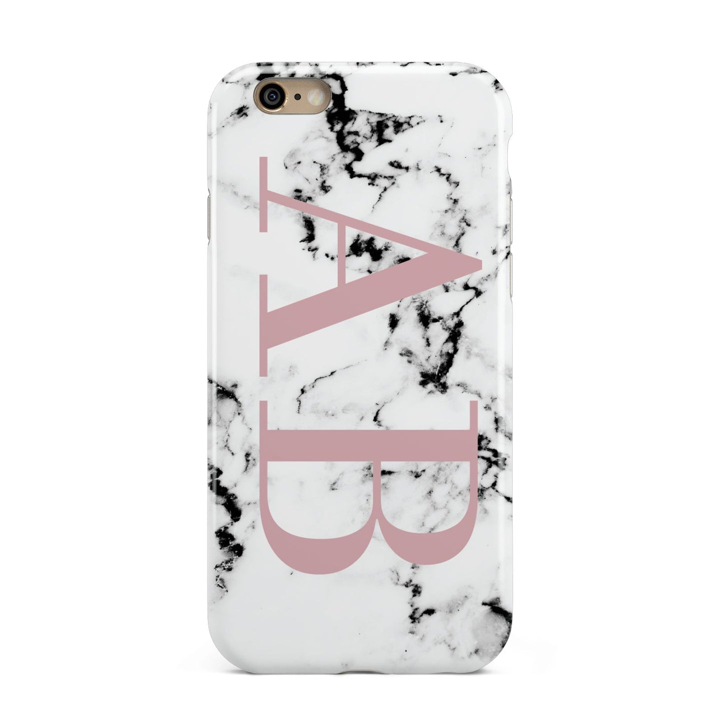 Marble Pattern Pink Initials Personalised Apple iPhone 6 3D Tough Case