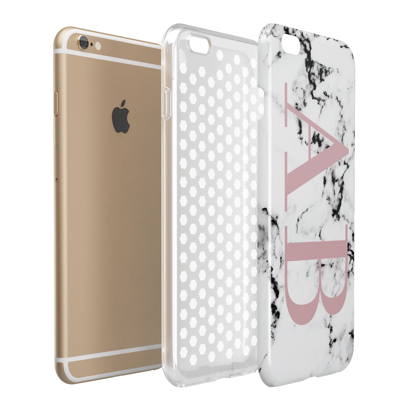 Marble Pattern Pink Initials Personalised Apple iPhone 6 Plus 3D Tough Case Expand Detail Image