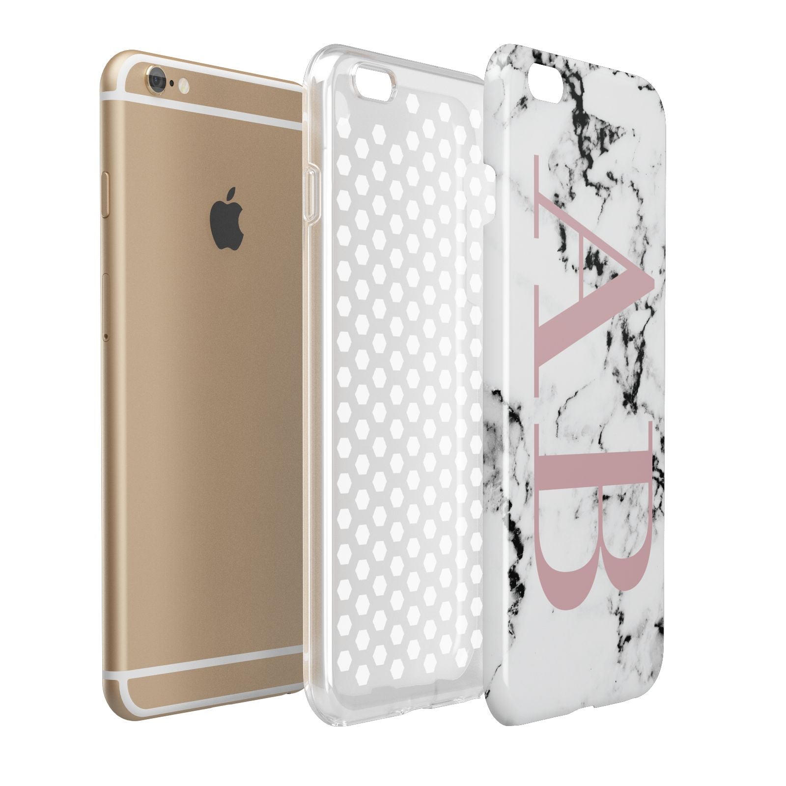 Marble Pattern Pink Initials Personalised Apple iPhone 6 Plus 3D Tough Case
