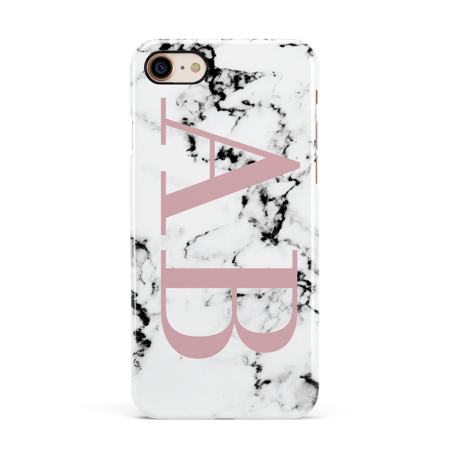 Marble Pattern Pink Initials Personalised Apple iPhone 7 8 3D Snap Case