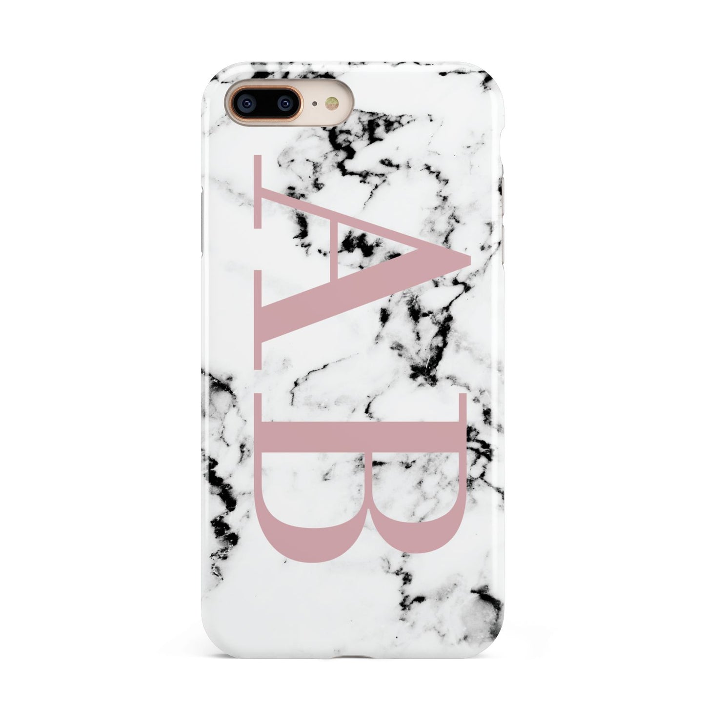 Marble Pattern Pink Initials Personalised Apple iPhone 7 8 Plus 3D Tough Case