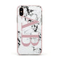 Marble Pattern Pink Initials Personalised Apple iPhone Xs Impact Case Pink Edge on Gold Phone