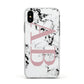 Marble Pattern Pink Initials Personalised Apple iPhone Xs Impact Case White Edge on Black Phone