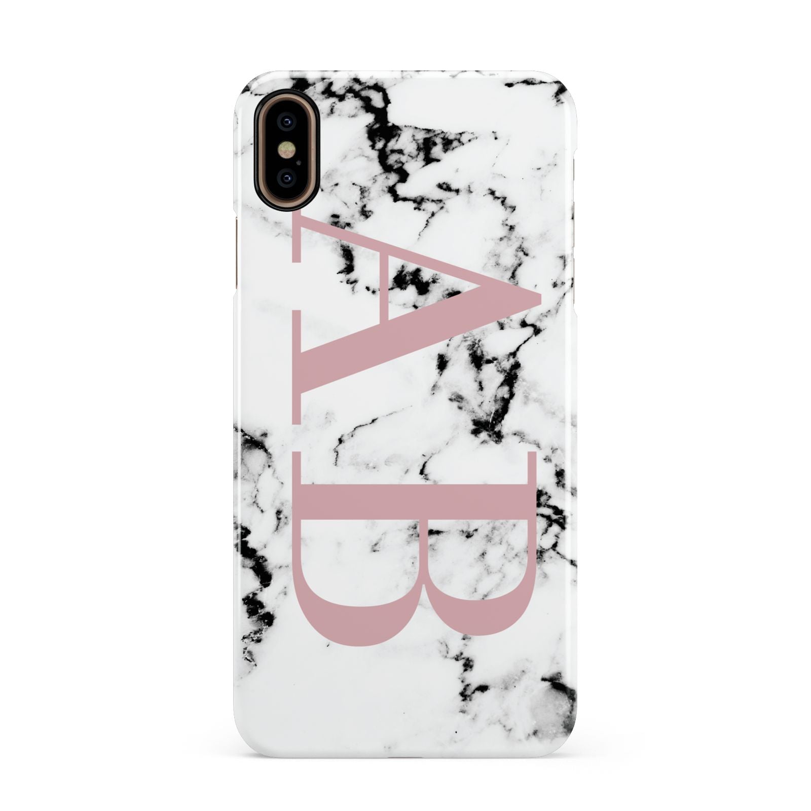 Marble Pattern Pink Initials Personalised Apple iPhone Xs Max 3D Snap Case
