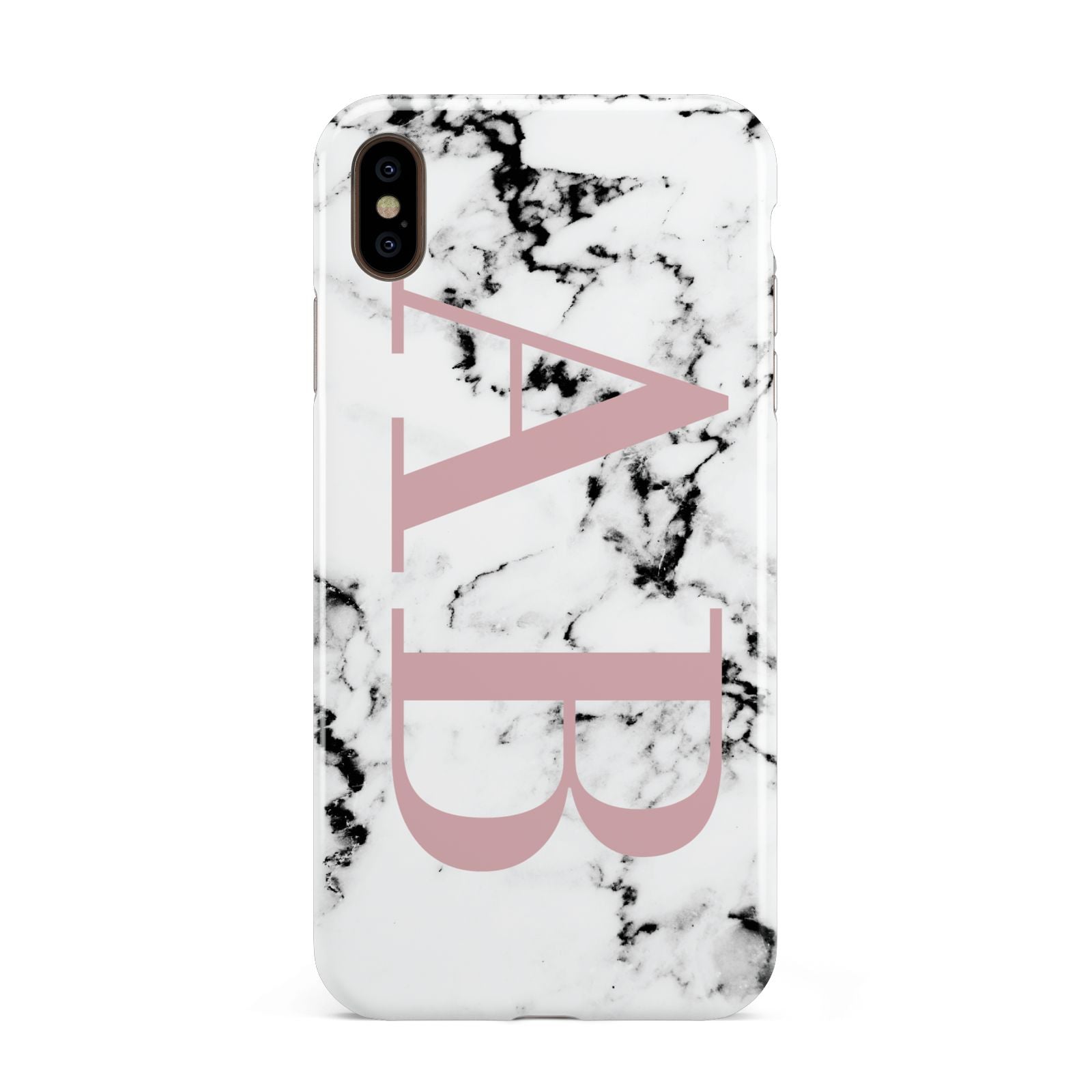 Marble Pattern Pink Initials Personalised Apple iPhone Xs Max 3D Tough Case