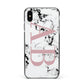 Marble Pattern Pink Initials Personalised Apple iPhone Xs Max Impact Case Black Edge on Black Phone