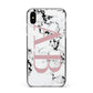 Marble Pattern Pink Initials Personalised Apple iPhone Xs Max Impact Case Black Edge on Silver Phone