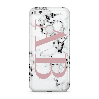 Marble Pattern Pink Initials Personalised Google Pixel Case