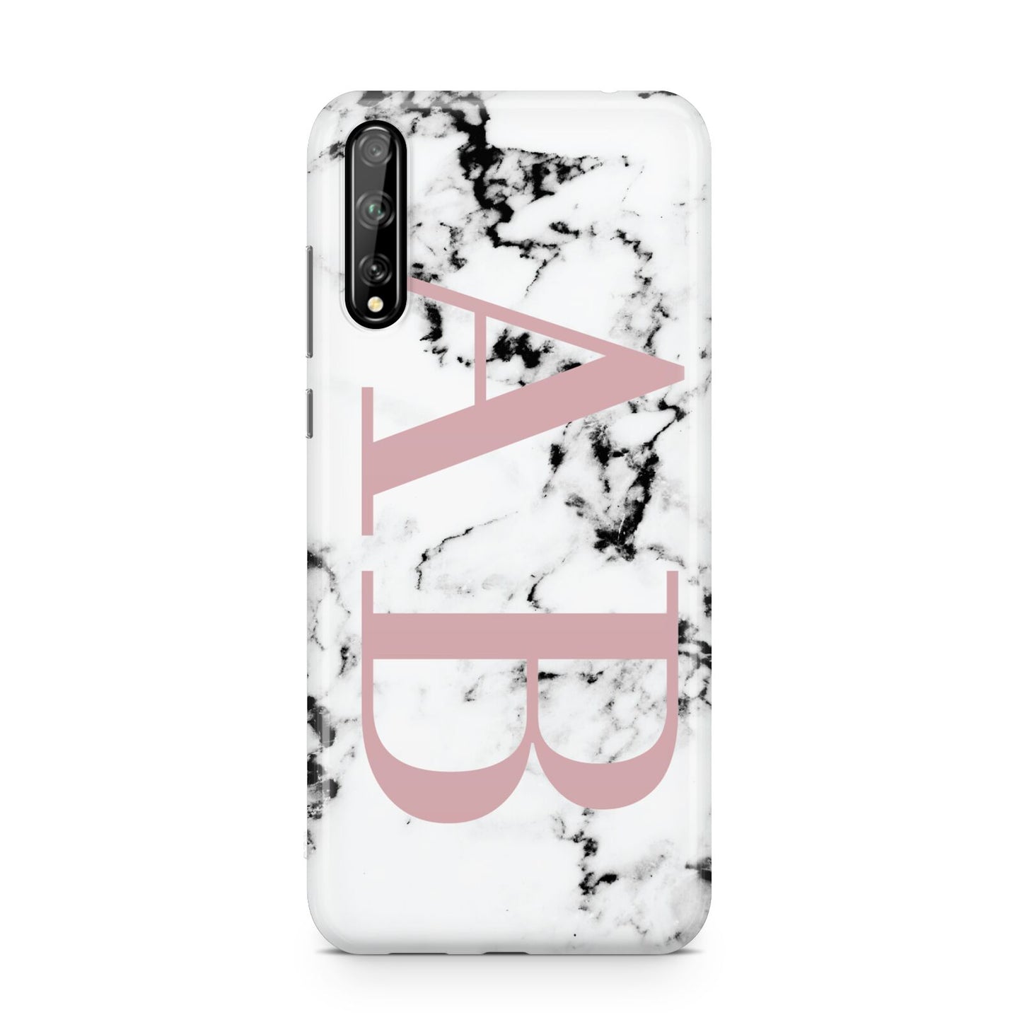 Marble Pattern Pink Initials Personalised Huawei Enjoy 10s Phone Case