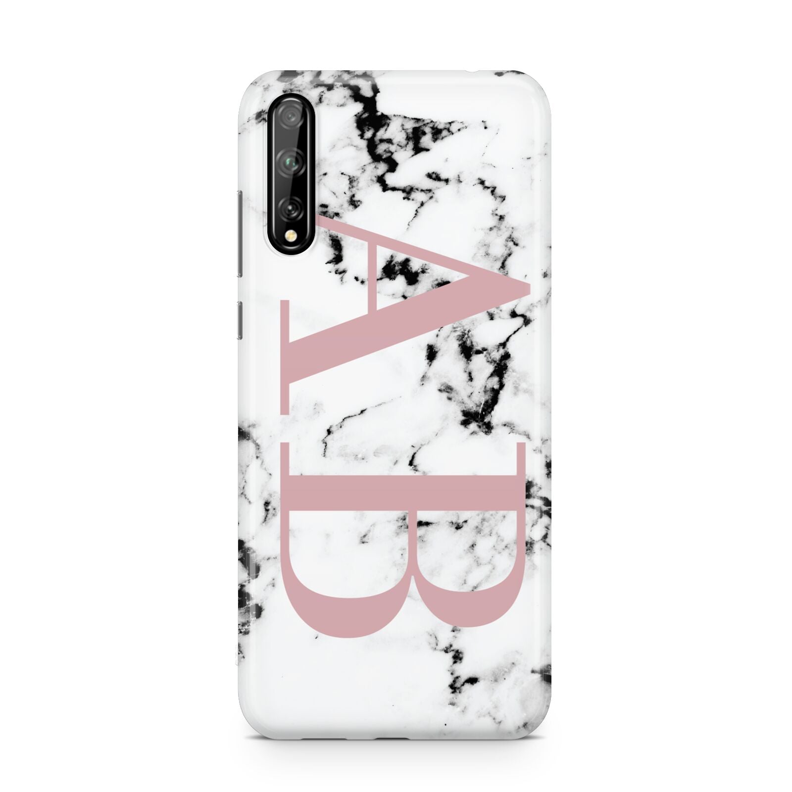 Marble Pattern Pink Initials Personalised Huawei Enjoy 10s Phone Case