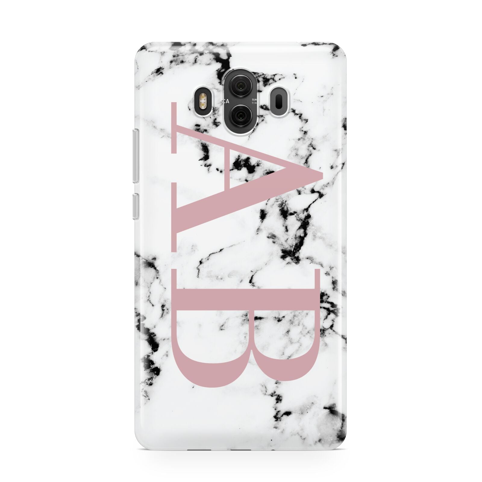 Marble Pattern Pink Initials Personalised Huawei Mate 10 Protective Phone Case