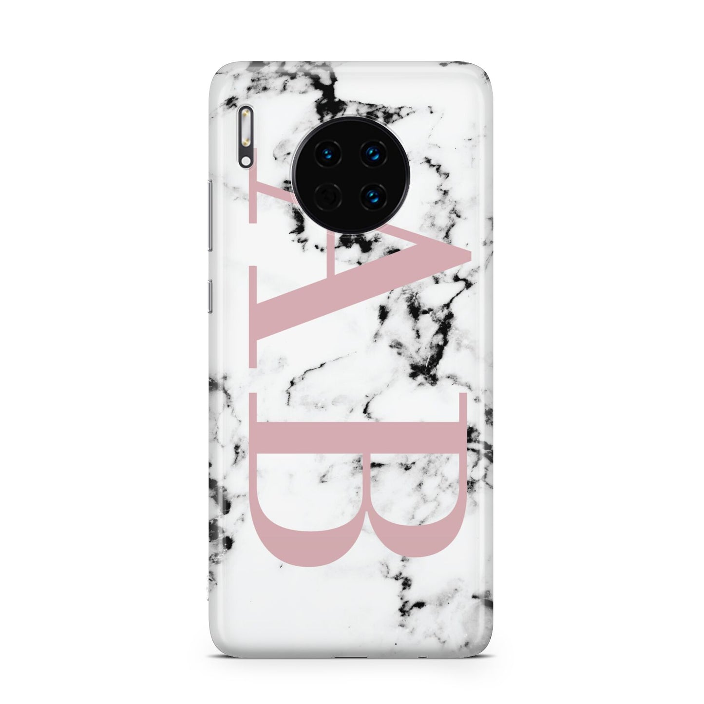Marble Pattern Pink Initials Personalised Huawei Mate 30