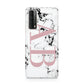 Marble Pattern Pink Initials Personalised Huawei P Smart 2021