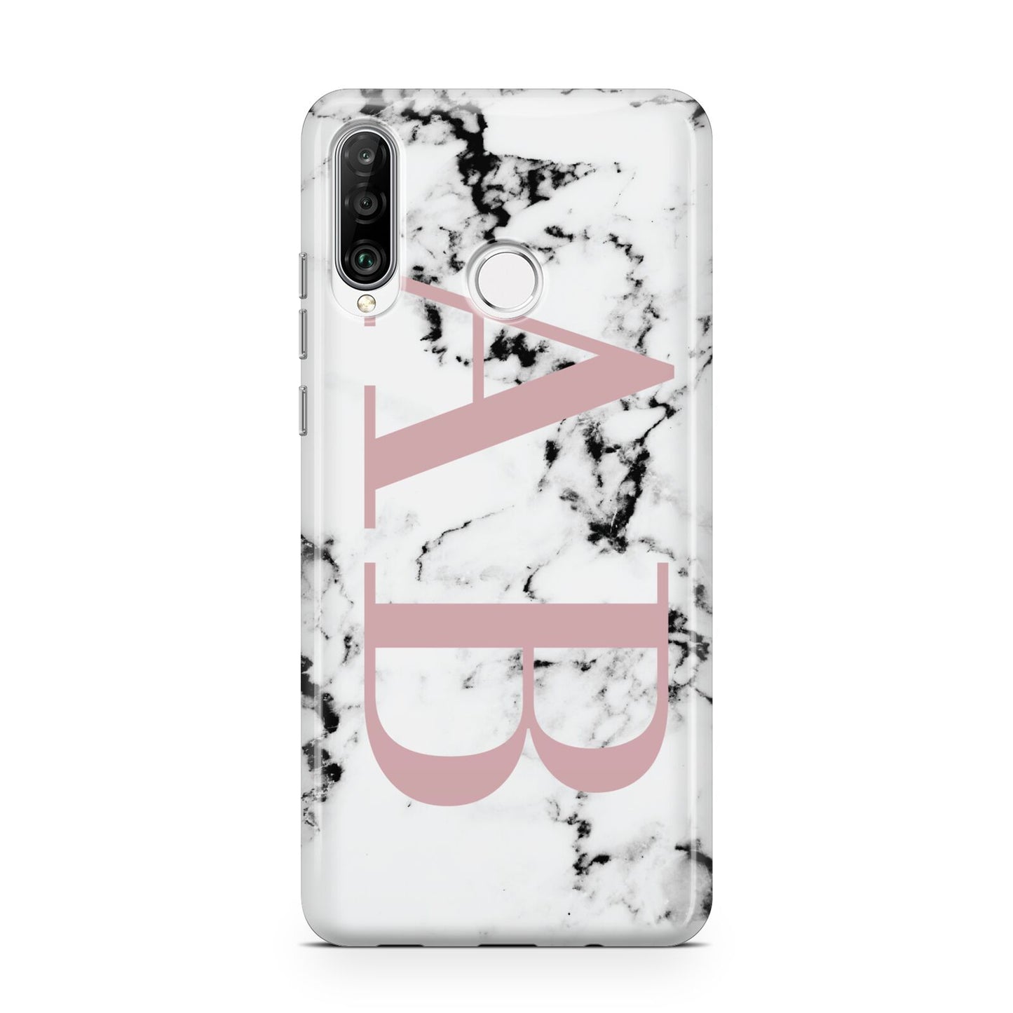 Marble Pattern Pink Initials Personalised Huawei P30 Lite Phone Case