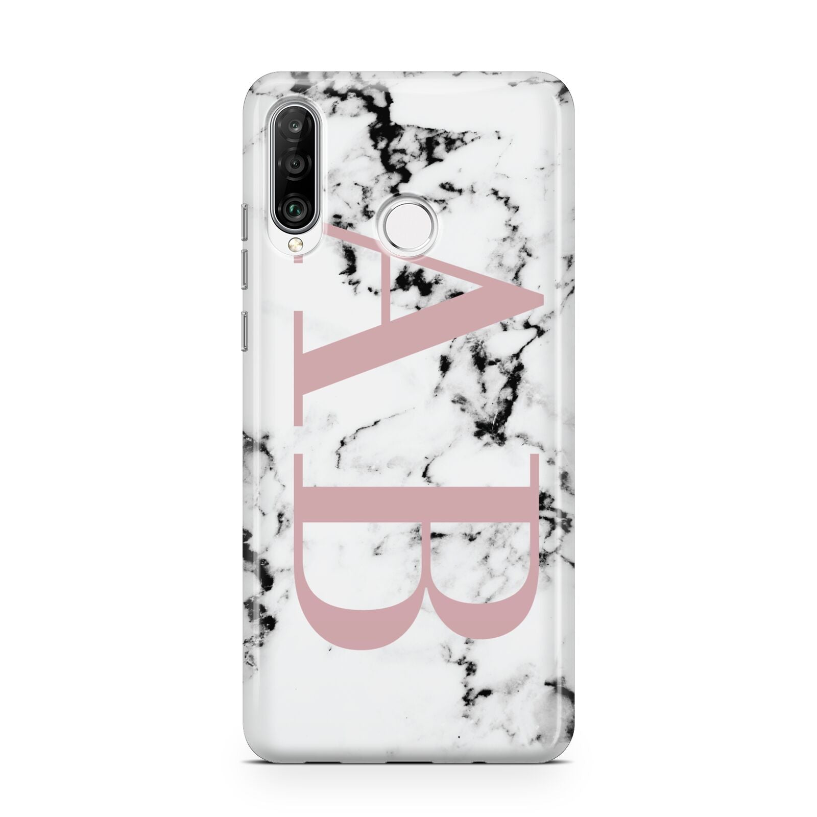 Marble Pattern Pink Initials Personalised Huawei P30 Lite Phone Case