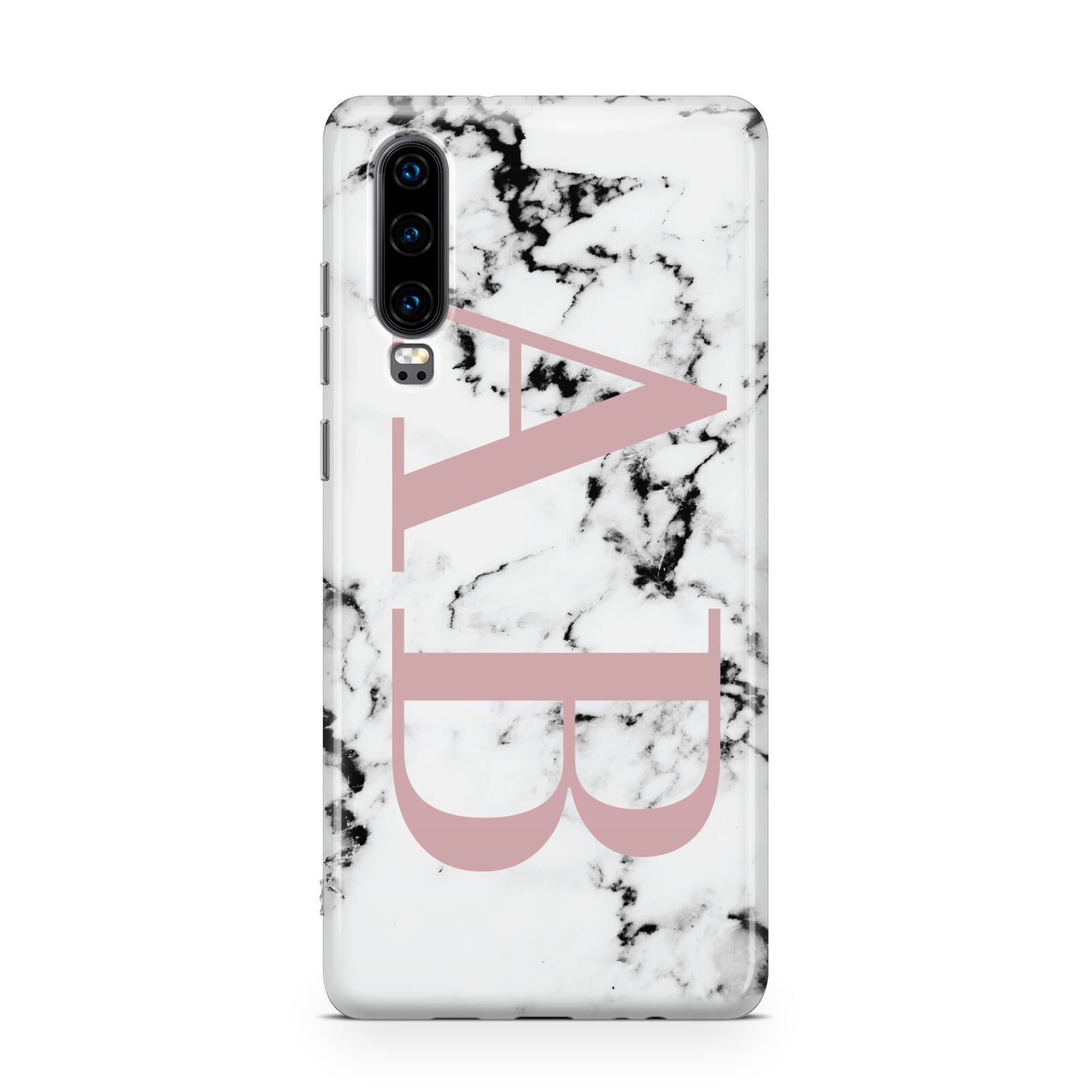 Marble Pattern Pink Initials Personalised Huawei P30 Phone Case