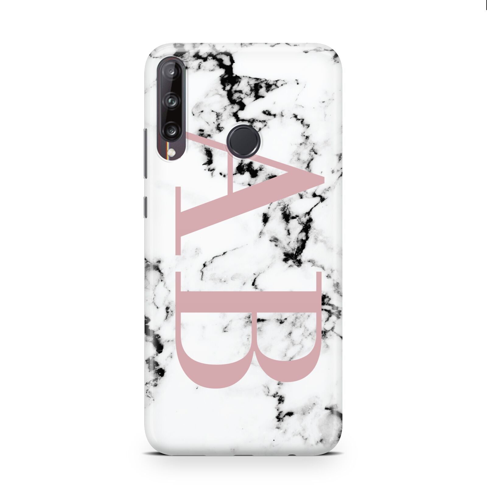 Marble Pattern Pink Initials Personalised Huawei P40 Lite E Phone Case