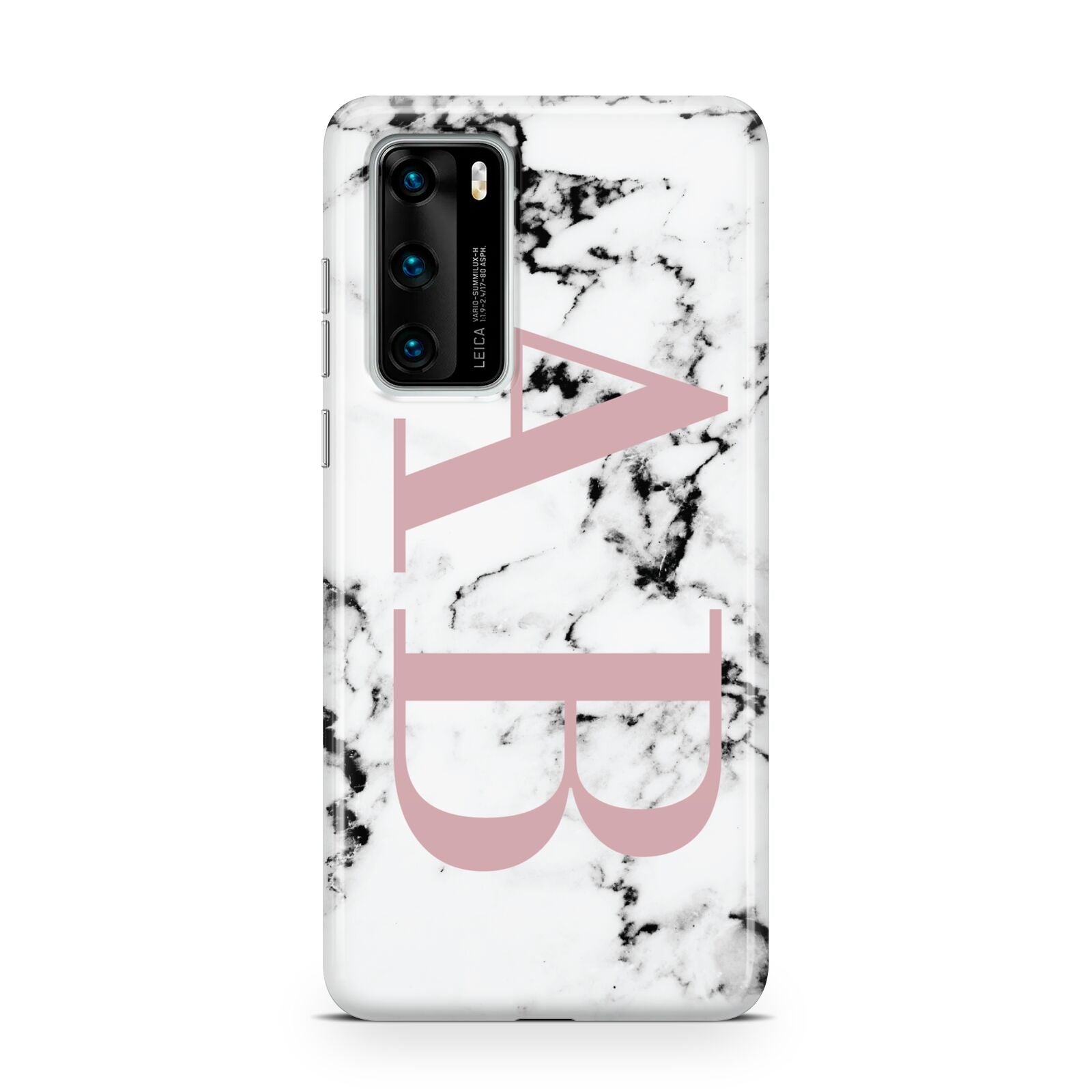 Marble Pattern Pink Initials Personalised Huawei P40 Phone Case