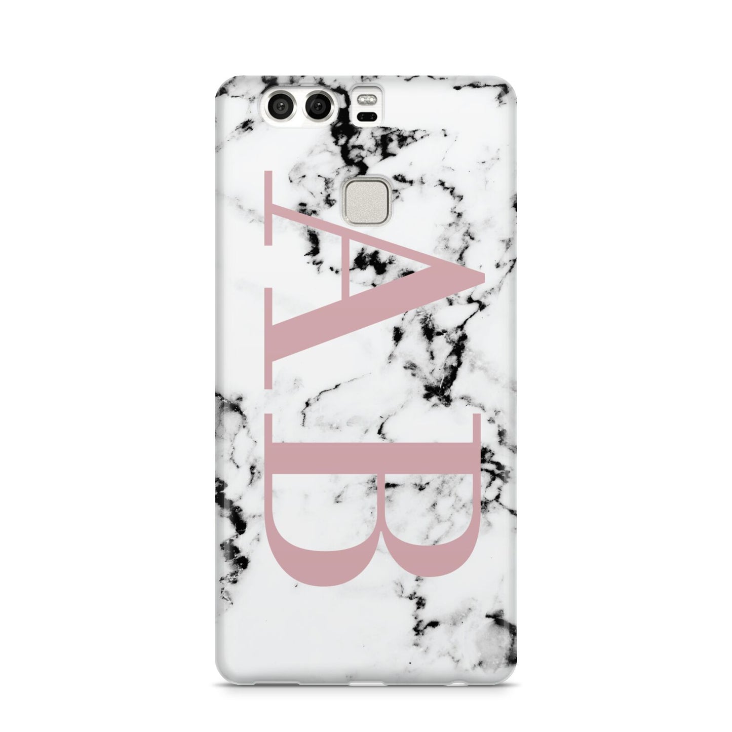 Marble Pattern Pink Initials Personalised Huawei P9 Case