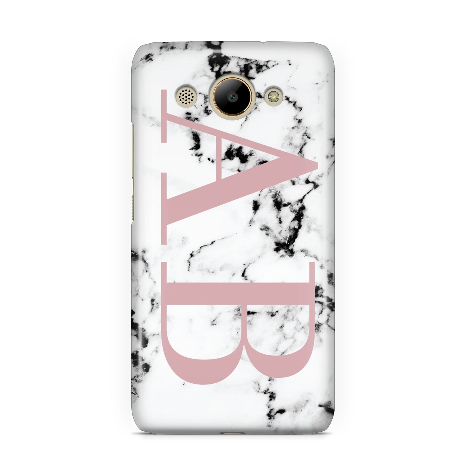 Marble Pattern Pink Initials Personalised Huawei Y3 2017