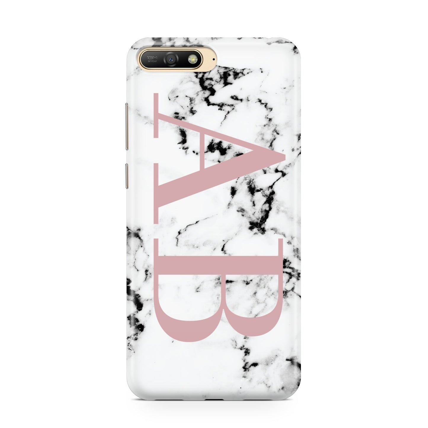 Marble Pattern Pink Initials Personalised Huawei Y6 2018