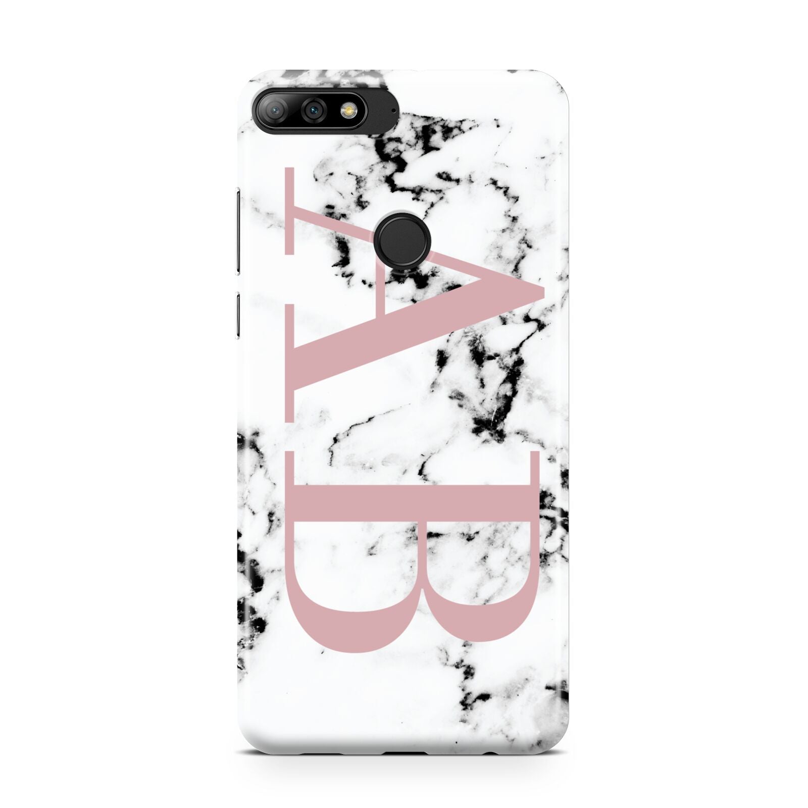 Marble Pattern Pink Initials Personalised Huawei Y7 2018