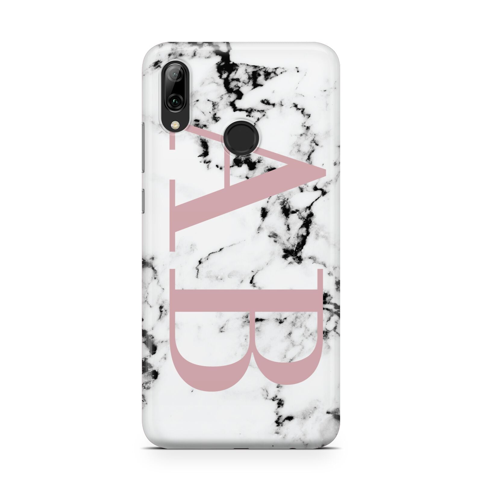 Marble Pattern Pink Initials Personalised Huawei Y7 2019