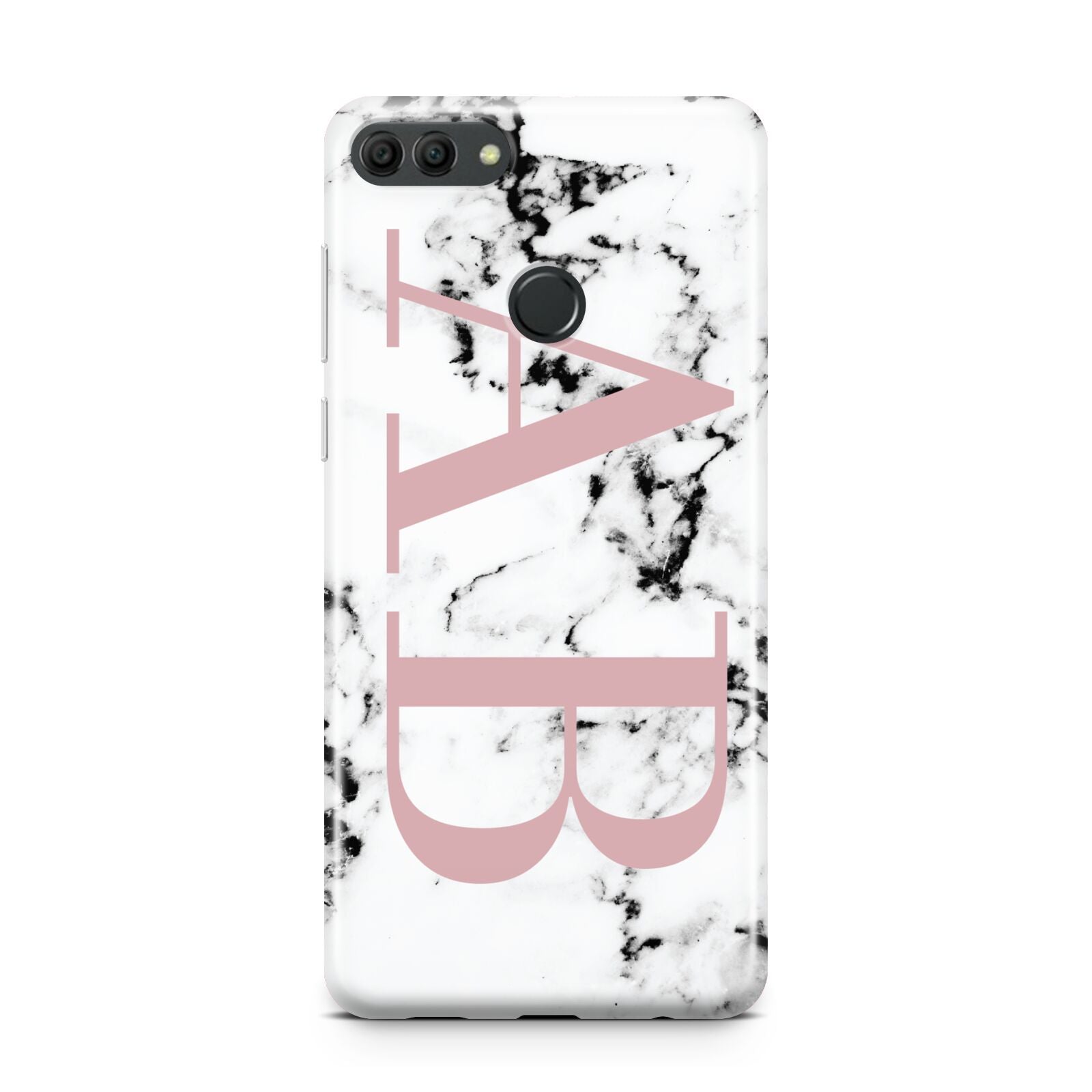Marble Pattern Pink Initials Personalised Huawei Y9 2018