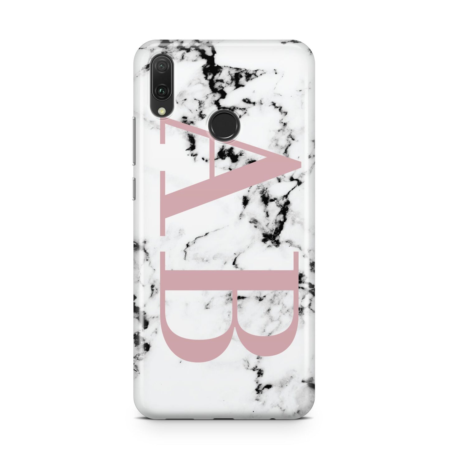 Marble Pattern Pink Initials Personalised Huawei Y9 2019