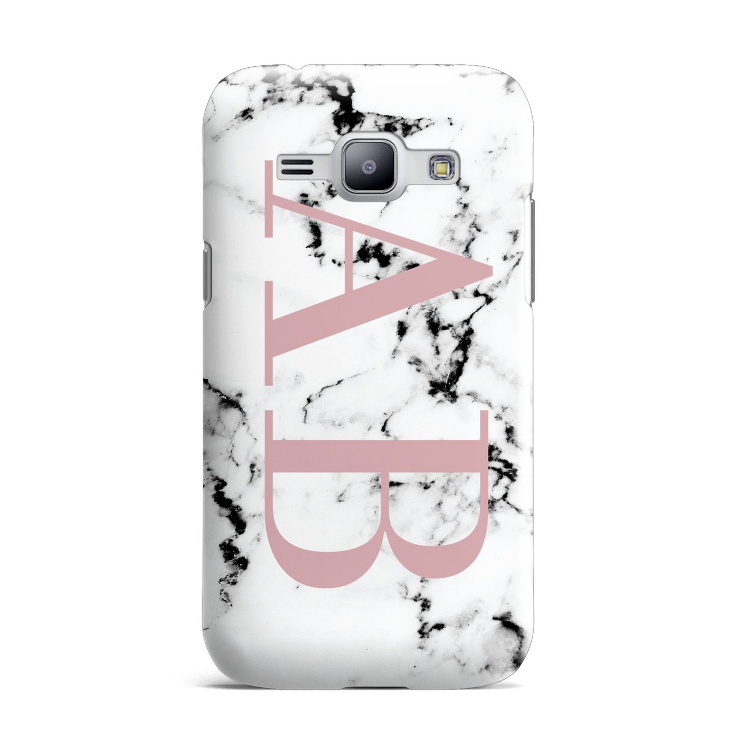 Marble Pattern Pink Initials Personalised Samsung Galaxy J1 2015 Case