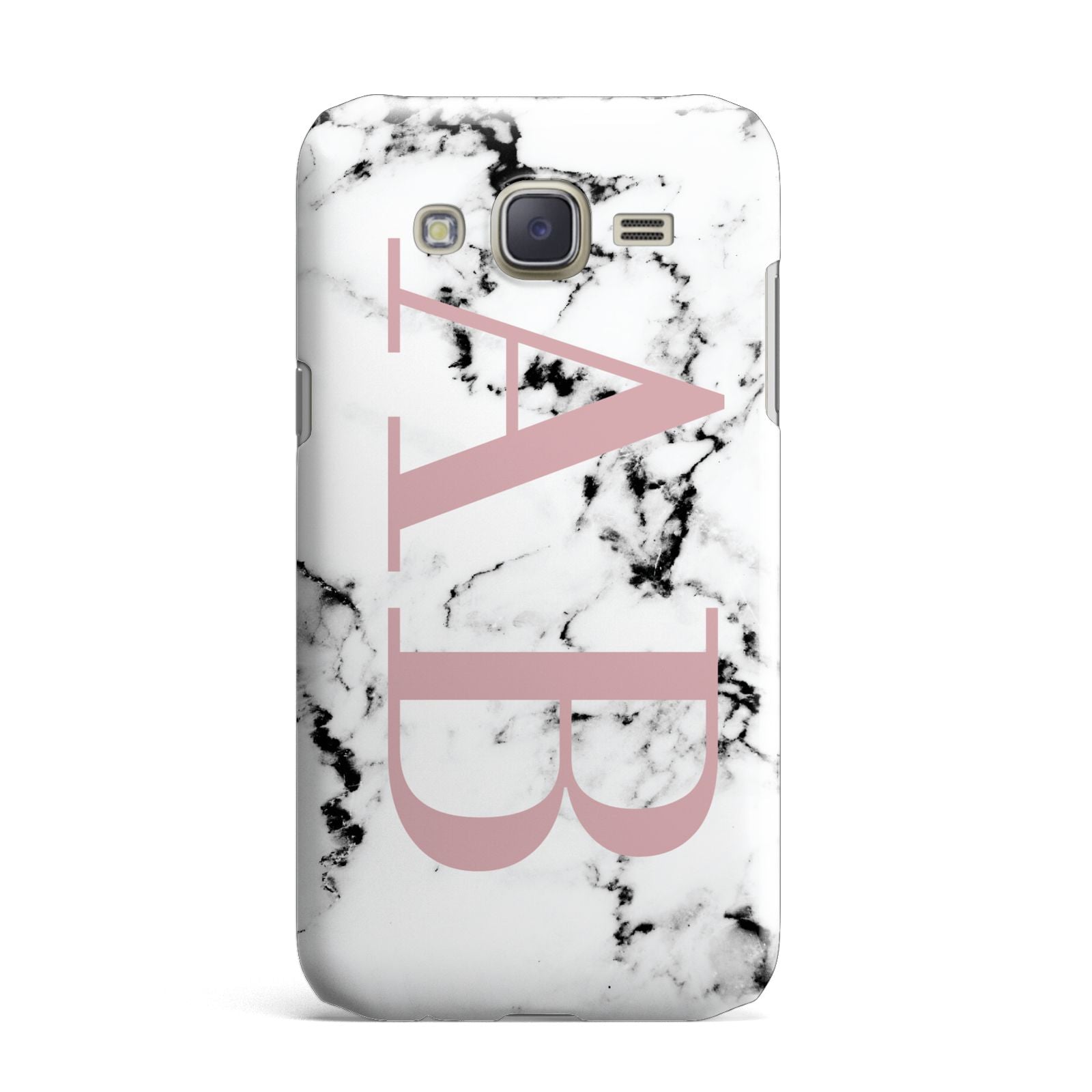 Marble Pattern Pink Initials Personalised Samsung Galaxy J7 Case