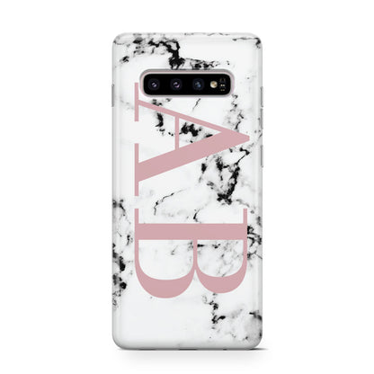Marble Pattern Pink Initials Personalised Samsung Galaxy S10 Case