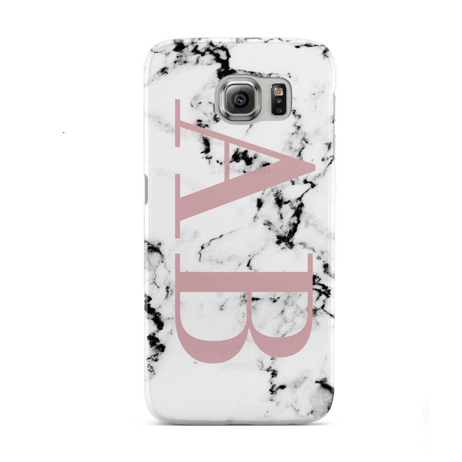 Marble Pattern Pink Initials Personalised Samsung Galaxy S6 Case