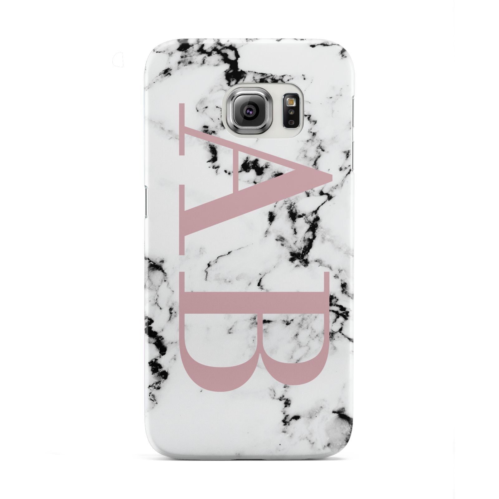 Marble Pattern Pink Initials Personalised Samsung Galaxy S6 Edge Case