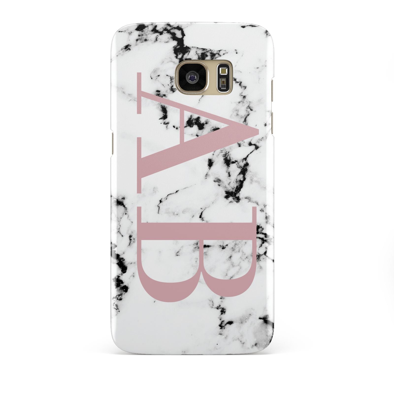 Marble Pattern Pink Initials Personalised Samsung Galaxy S7 Edge Case