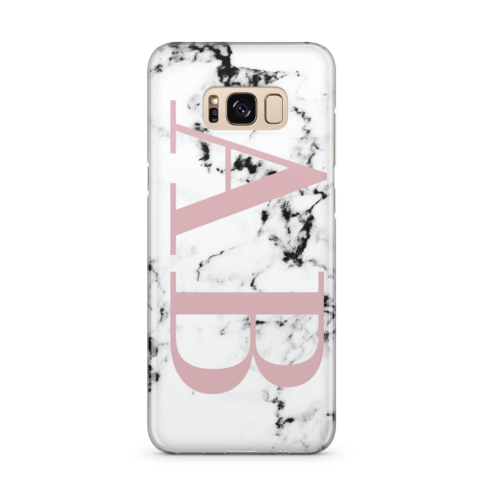 Marble Pattern Pink Initials Personalised Samsung Galaxy S8 Plus Case