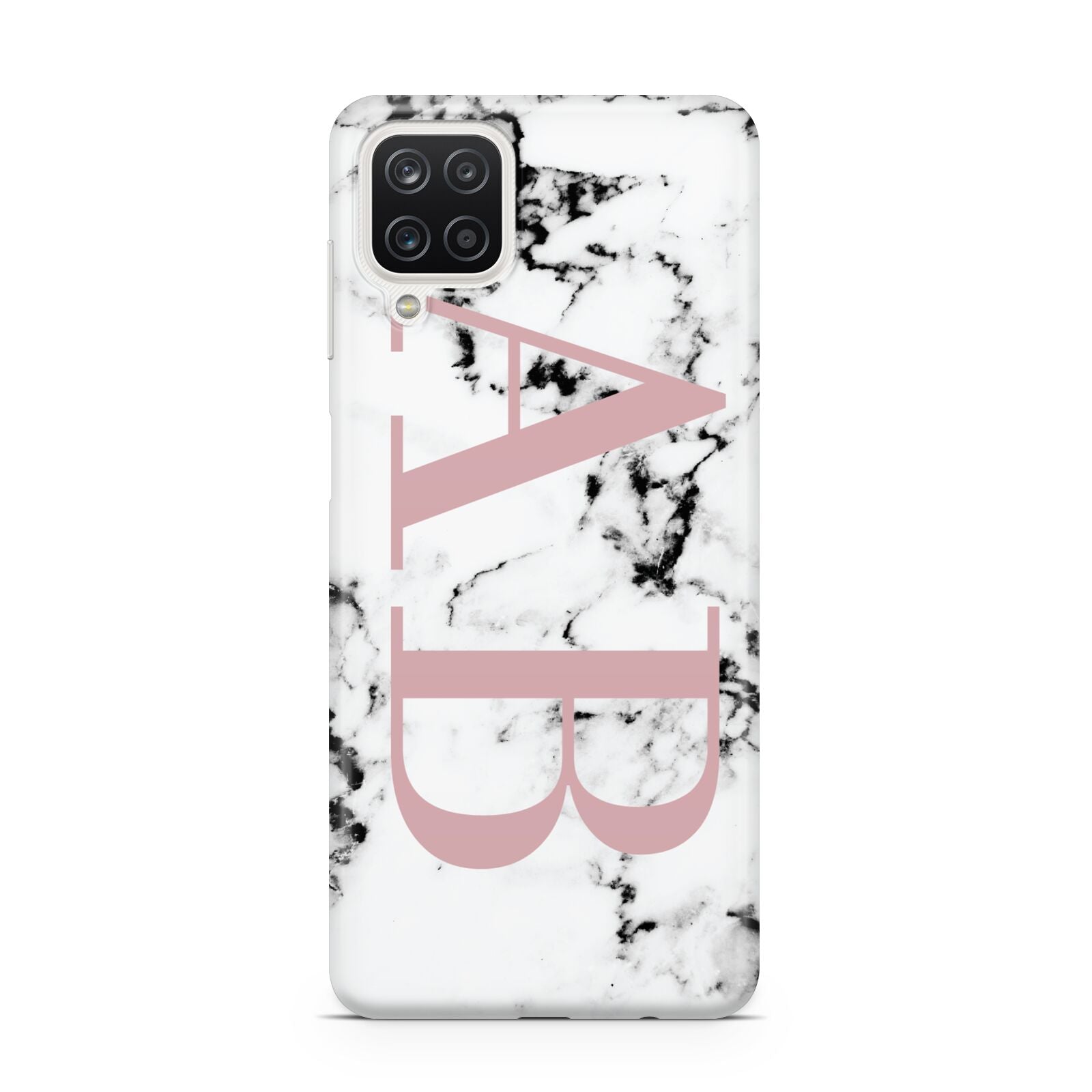 Marble Pattern Pink Initials Personalised Samsung M12 Case